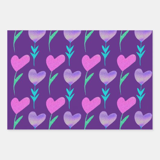 Moderne hartbloem Valentijnse  Inpakpapier Vel (Voorkant 3)