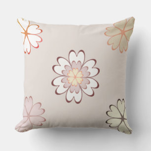 Moderne Hartbloemen op Licht Beige Kussen