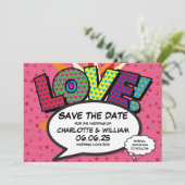 Moderne Harten Confetti Liefde Trouwdag Bewaar De Save The Date (Staand voorkant)