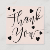Moderne harten dank u script orde blush roze vierkante visitekaartje (Voorkant)