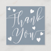 Moderne harten danken u de bitsvolgorde dusty blau vierkante visitekaartje (Voorkant)