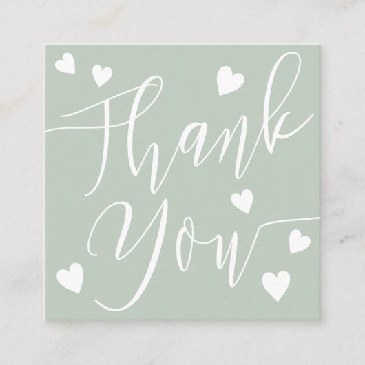 Moderne harten danken u het groene sage van de man vierkante visitekaartje (Voorkant)