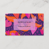 Moderne harten en bloemen patroon Girly Visitekaartje (Voorkant)