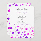 Moderne harten en vierkanten opslaan Datum Save The Date (Voorkant / Achterkant)