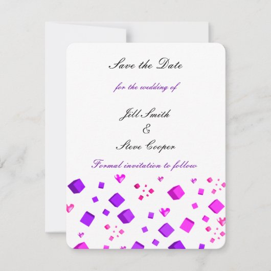 Moderne Harten en Vierkanten Sla de Datum Op Save The Date (Voorkant)