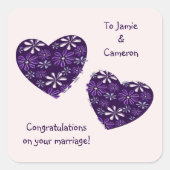 Moderne harten gefeliciteerd met jullie huwelijk vierkante sticker (Voorkant)