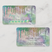 Moderne harten Glitter maakt holografisch parel Klantenkaartje (Voorkant / Achterkant)