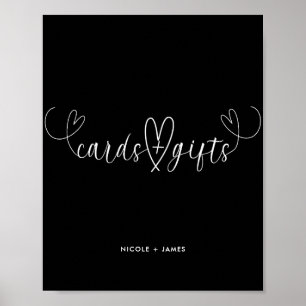 Moderne harten Huwelijkscadeaus zwart & wit & Kaar Poster