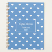 Moderne harten patroon blauw gepersonaliseerd planner (Voorkant)
