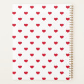 Moderne harten patroon rood & wit gepersonaliseerd planner (Achterkant)