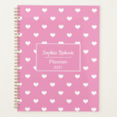 Moderne harten patroon roze gepersonaliseerd planner (Voorkant)