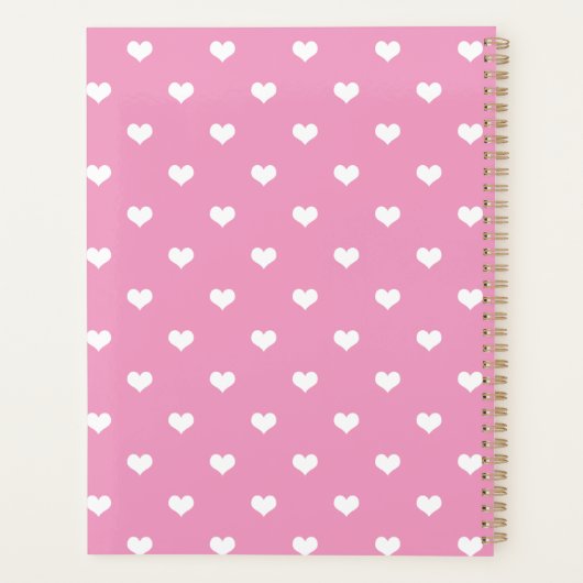 Moderne harten patroon roze gepersonaliseerd planner (Achterkant)