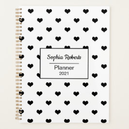 Moderne harten patroon zwart-wit gepersonaliseerd planner