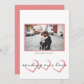 Moderne harten Roze Fotodag Valentijn Feestdagenkaart (Voorkant / Achterkant)