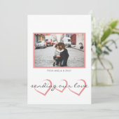 Moderne harten Roze Fotodag Valentijn Feestdagenkaart (Staand voorkant)