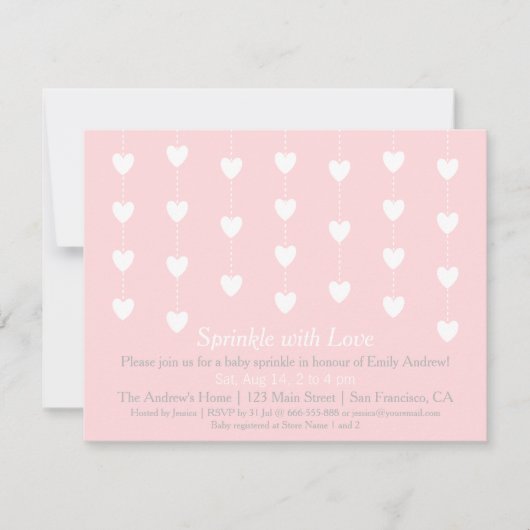 Moderne harten springen met liefdesuitnodigingen kaart (Voorkant)