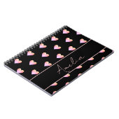 Moderne harten zwart roze gepersonaliseerd notitieboek (Linkerzijde)
