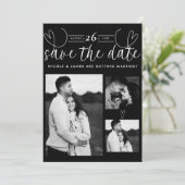 Moderne Harten Zwart & Wit Chic Save the Date (Staand voorkant)