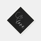 Moderne Harten Zwart & Wit Liefde Minimale bruilof Servet (Hoek)