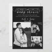 Moderne Harten Zwart & Wit Minimaal Baby Shower (Voorkant)