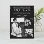 Moderne Harten Zwart & Wit Minimaal Baby Shower (Staand voorkant)