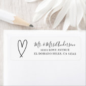 Moderne Harten Zwart & Wit Minimaal Bruidsbad Etiket (Insitu)