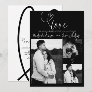Moderne Harten Zwart & Wit Minimaal LOVE Trouwen