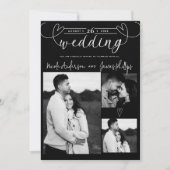 Moderne Harten Zwart & Wit Minimal Wedding (Voorkant)