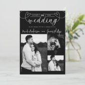 Moderne Harten Zwart & Wit Minimal Wedding (Staand voorkant)