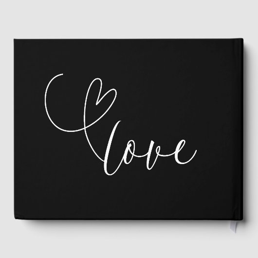 Moderne Harten Zwart & Wit Minimal Wedding Gastenboek (Achterkant)