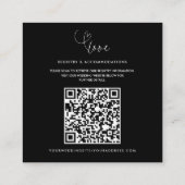 Moderne Harten Zwart Wit Minimale Trouwdetails Vierkante Visitekaartje (Achterkant)