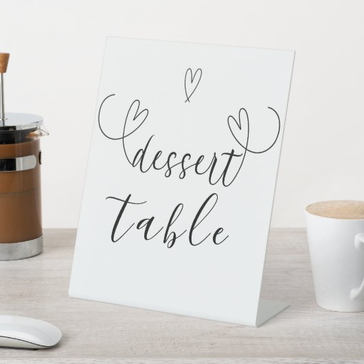 Moderne Harten Zwart Wit Trouwtafeltje Reclamebord Met Voetstuk (Insitu)