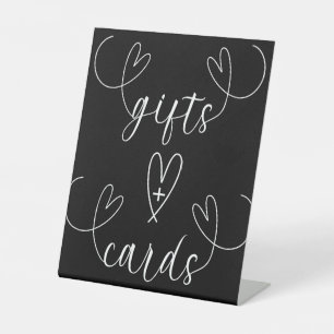 Moderne Harten Zwart & Witte Huwelijks Cadeaus & K Reclamebord Met Voetstuk