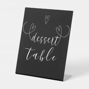 Moderne Harten Zwart Witte Trouw Bruidstaart Tafel Reclamebord Met Voetstuk