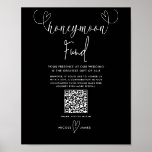Moderne Harten Zwart Witte Trouw Huwelijksreis Fon Poster