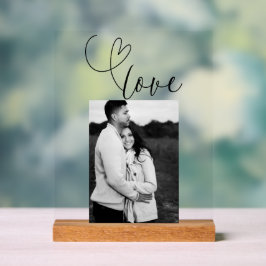Moderne Harten Zwart Witte Trouwliefde Foto Acryl Bord