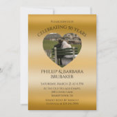 Moderne Hartfoto Golden 50ste bruiloft Jubileum Kaart (Voorkant)