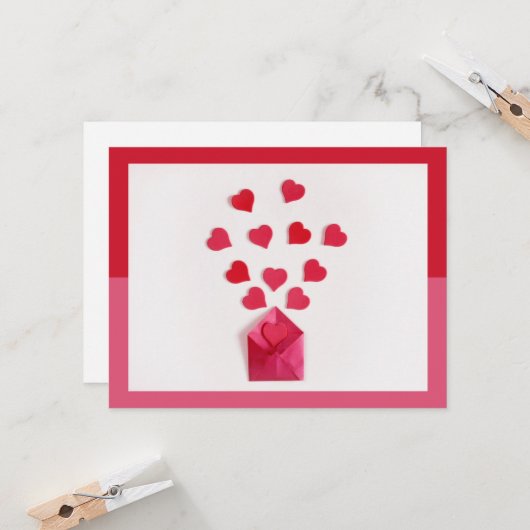 Moderne Hartjes Kleurblok Valentijnsdag  Kaart (Voorkant / Achterkant in situ)