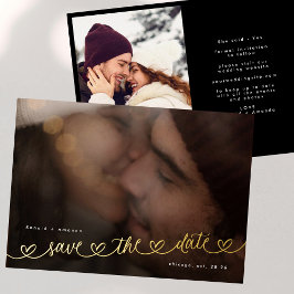 Moderne Hartjes Save The Date Foto Trouwwebsite Folie Uitnodiging