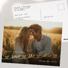 Moderne Hartjes Save The Date Foto Trouwwebsite Folie Uitnodiging Briefkaart
