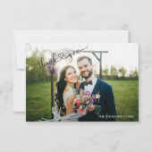 Moderne hartkalligrafie 2 Fotobruiloft Dank je Bedankkaart (Voorkant)