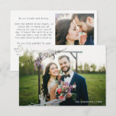 Moderne hartkalligrafie 2 Fotobruiloft Dank je Bedankkaart (Voorkant / Achterkant)