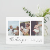 Moderne hartkalligrafie Fotocollage bruiloft Bedankkaart (Staand voorkant)