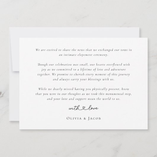 Moderne hartkalligrafie We Eloped Foto Aankondiging (Achterkant)