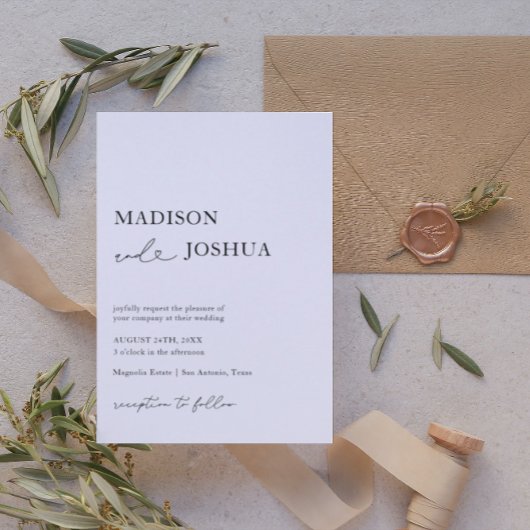 Moderne hartkalligrafie zwart-wit huwelijk kaart