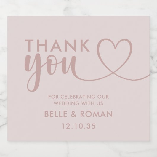 Moderne hartkunst Hartelijk dank voor uw kalligraf Likeurfles Etiket (Enkel label)