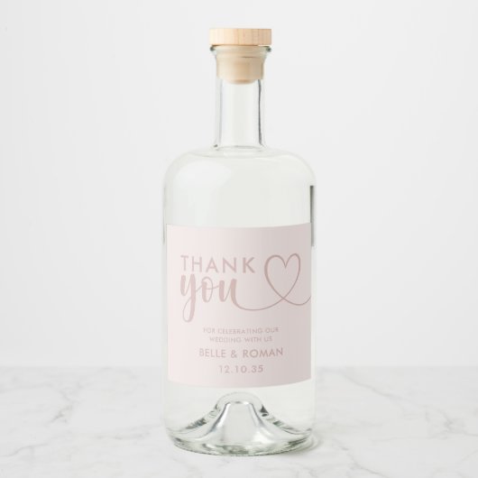 Moderne hartkunst Hartelijk dank voor uw kalligraf Likeurfles Etiket (Voorkant)