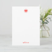 Moderne hartritmeroze gepersonaliseerde naam bedankkaart (Staand voorkant)