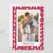 Moderne hartsketting magenta foto valentine day feestdagenkaart (Voorkant)