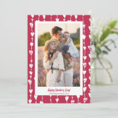 Moderne hartsketting magenta foto valentine day feestdagenkaart (Staand voorkant)